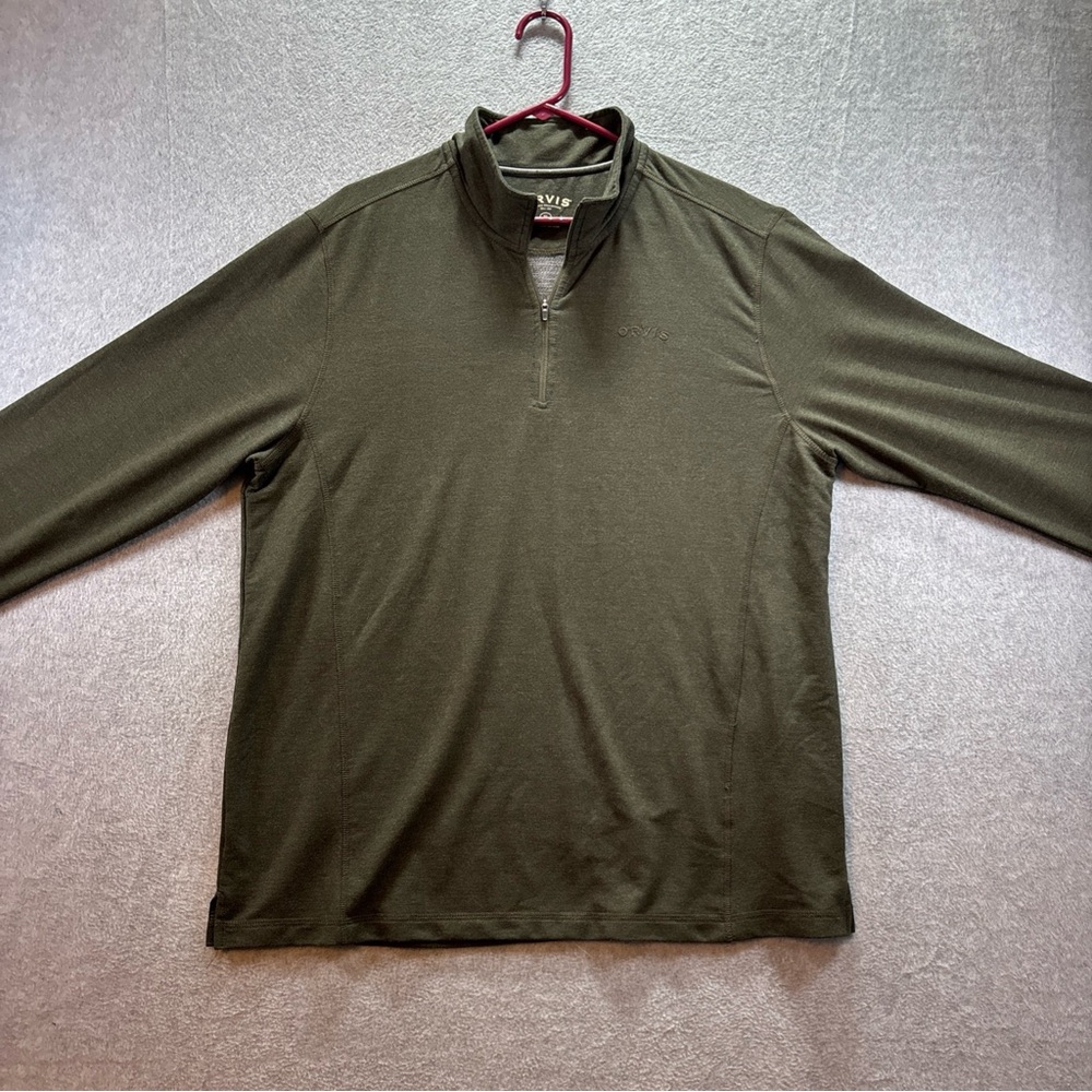 Orvis Men's Size XL Quarter-Zip Long Sleeve Green